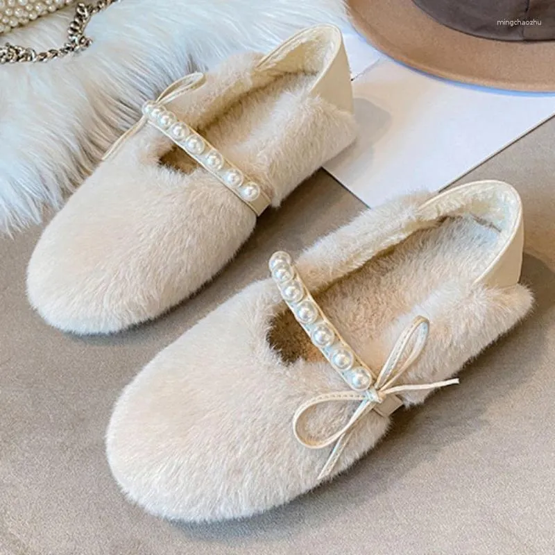 Casual Shoes Plush Women's Winter Plus Velvet Peas Warm Slip-on Fashion Comfortable Soft Sole Anti Skid Flat