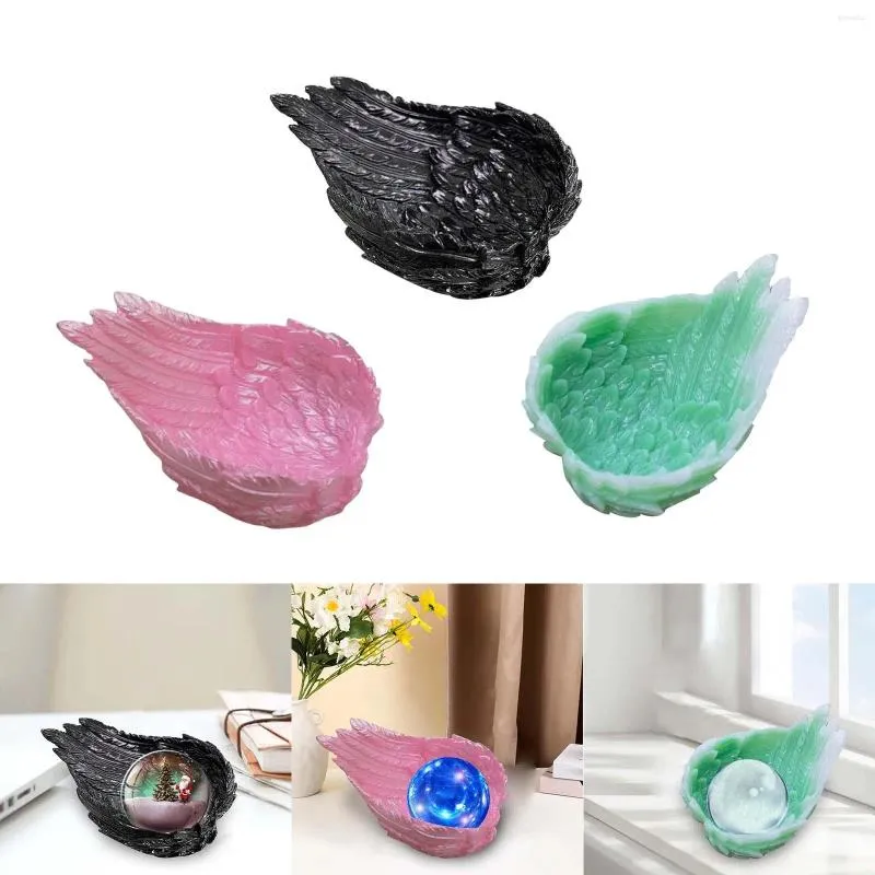 Decorative Figurines Wing Feather Glass Ball Holder Stand Rack Po Props Sphere Base Ornaments