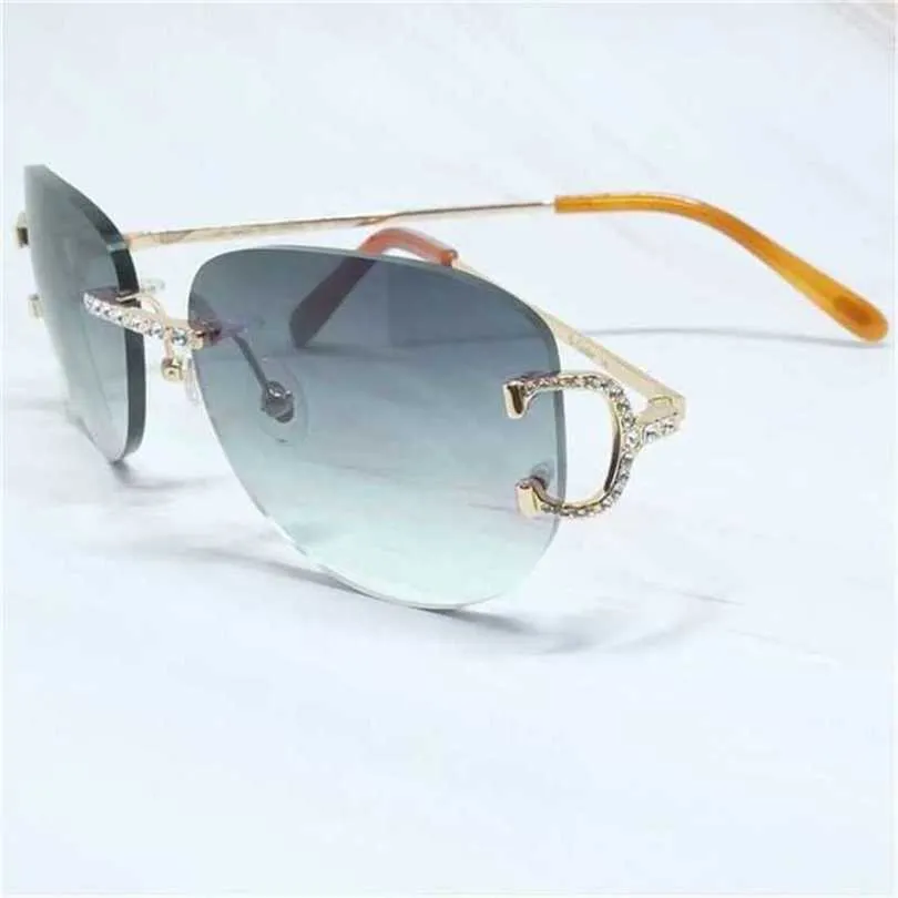 2024 Modna moda luksusowy projektant Nowe okulary przeciwsłoneczne dla mężczyzn i kobiet Off Wire Men Oval Women Rhinestones Color Party Shades Summer Lentes Sol
