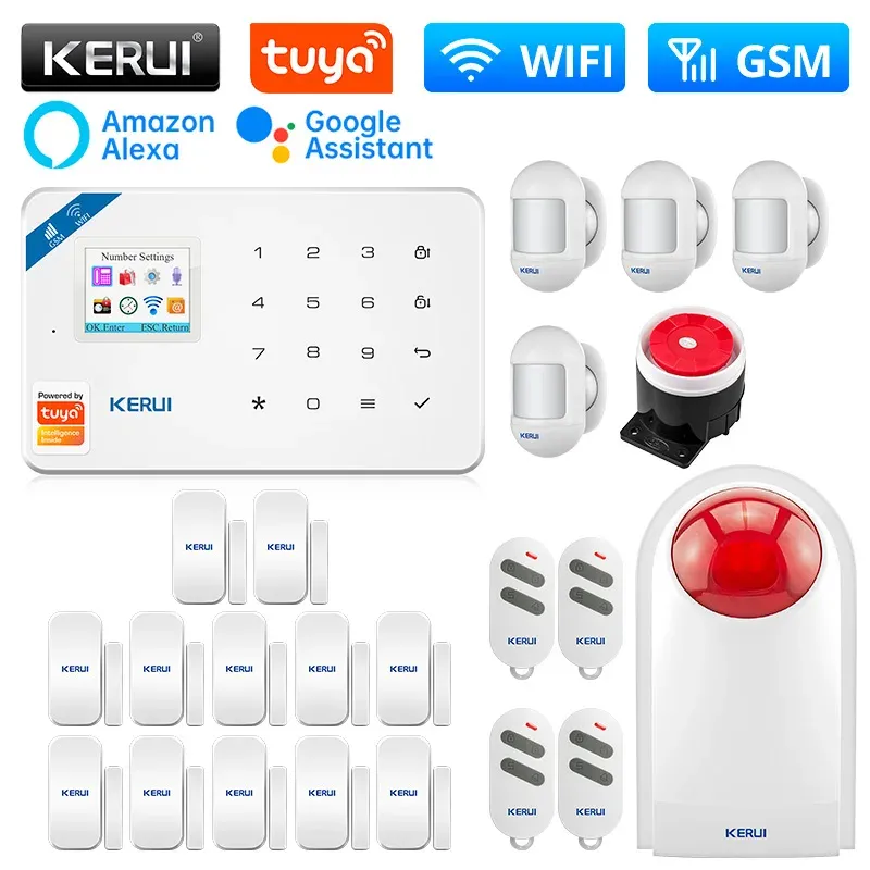 Kits Kerui W181 Zestaw do Organizacji alarmowych wsparcie Alexa Wifi Alarm GSM DLA DOMU TUYA INTELIGENTNY CZUJNIK RUCHU CZUJNIK DRZWI 1