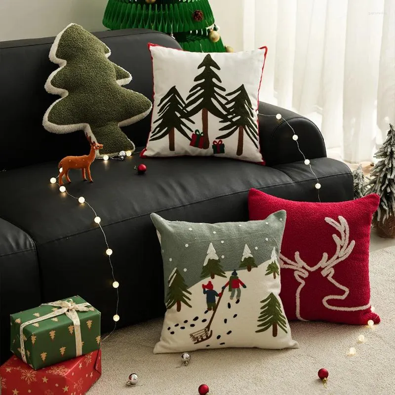 Pillow Christmas Light Luxury Cross-border Amazon Home Snowflake Reindeer Cover Does Not Contain Core