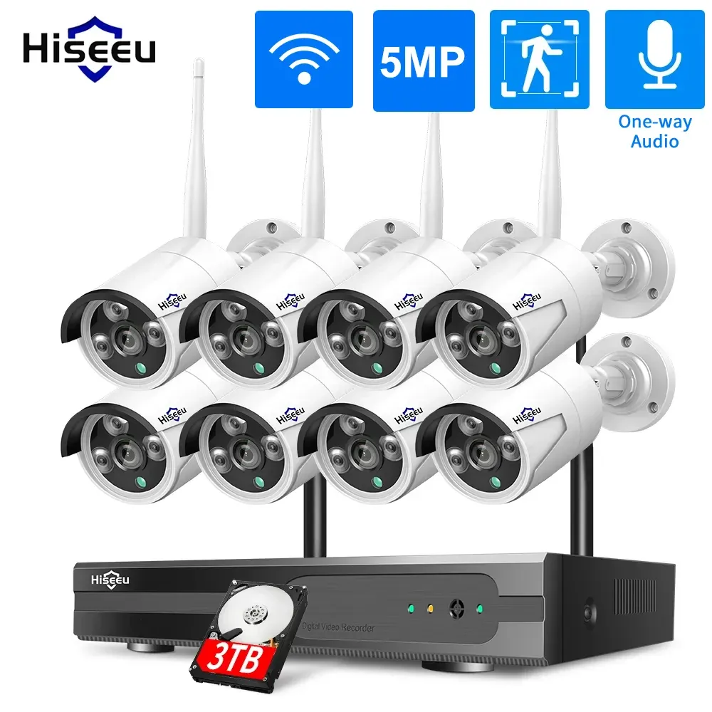 Sistem Hineeu 10CH NVR 5MP WiFi Güvenlik Kamera Kiti İnsan Algılama IR Night Vizyon IP Kamera Sistemi Kablosuz CCTV Gözetim Sistemi