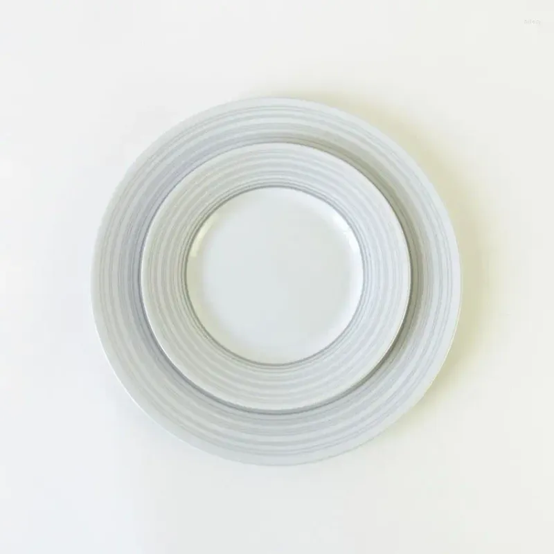 Plattor enkelhet Circle Round Ceramic Plate Set Restaurang som serverar mikrovågsugn Diskmaskin Säkra middagsrätter