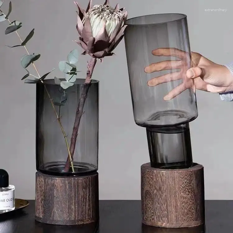 Vasos European hidropônico planta doméstica sala de estar inserida em flor de floresta de madeira transparente vaso de vidro doméstico Decoração de casa Presente