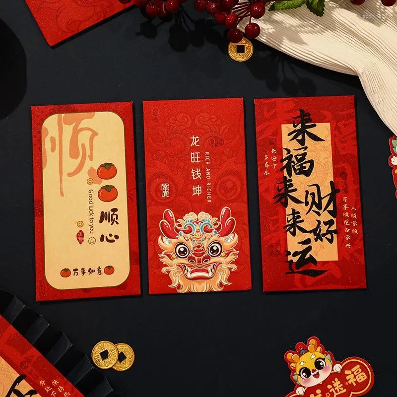 Gift Wrap 6PCS Cartoon Chinese Year Red Envelopes Creative Lucky Money Envelope Packet For Blessing
