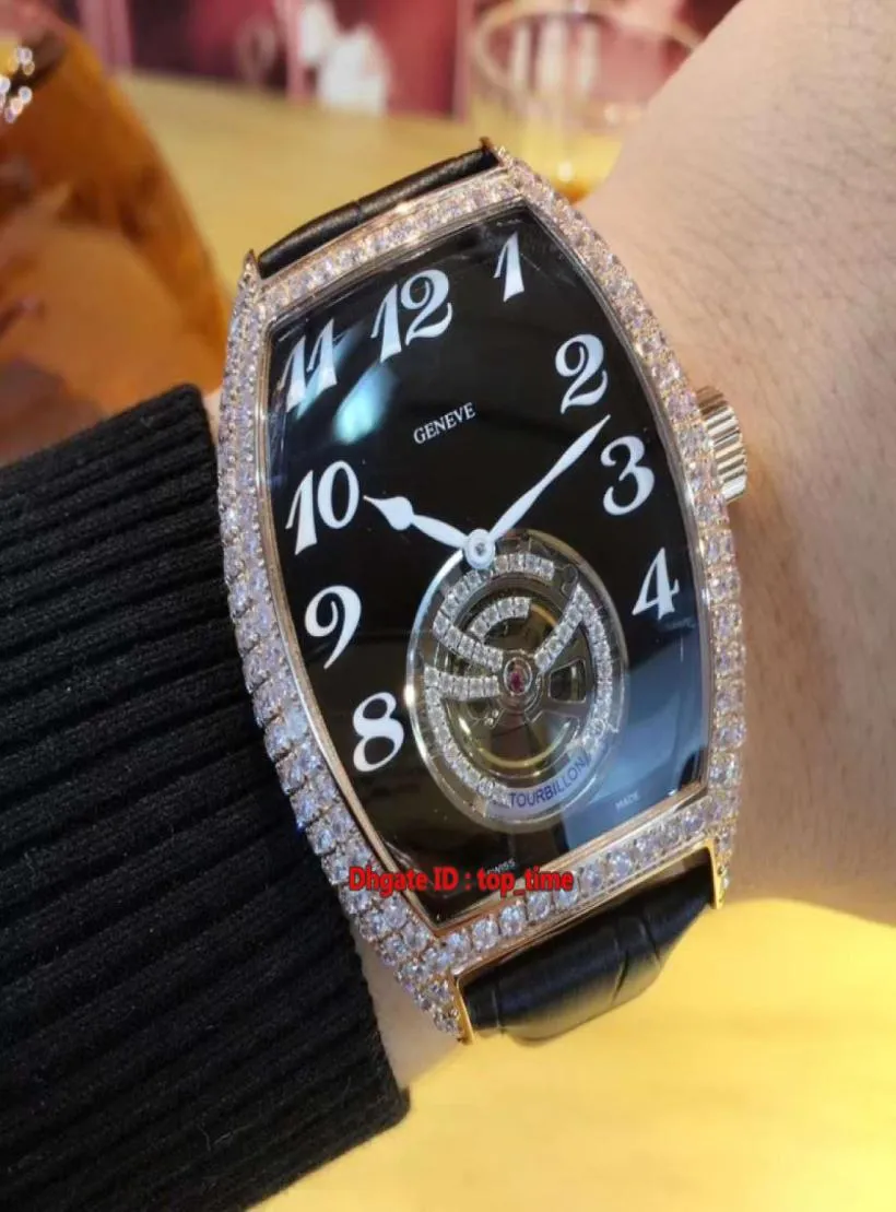 4 Style Grand Compitations Giga Tourbillon Automatic Mens Watch 8889 TG Rose Gold Diamond Case Black Dial Leather Strap Gener SPO2088819