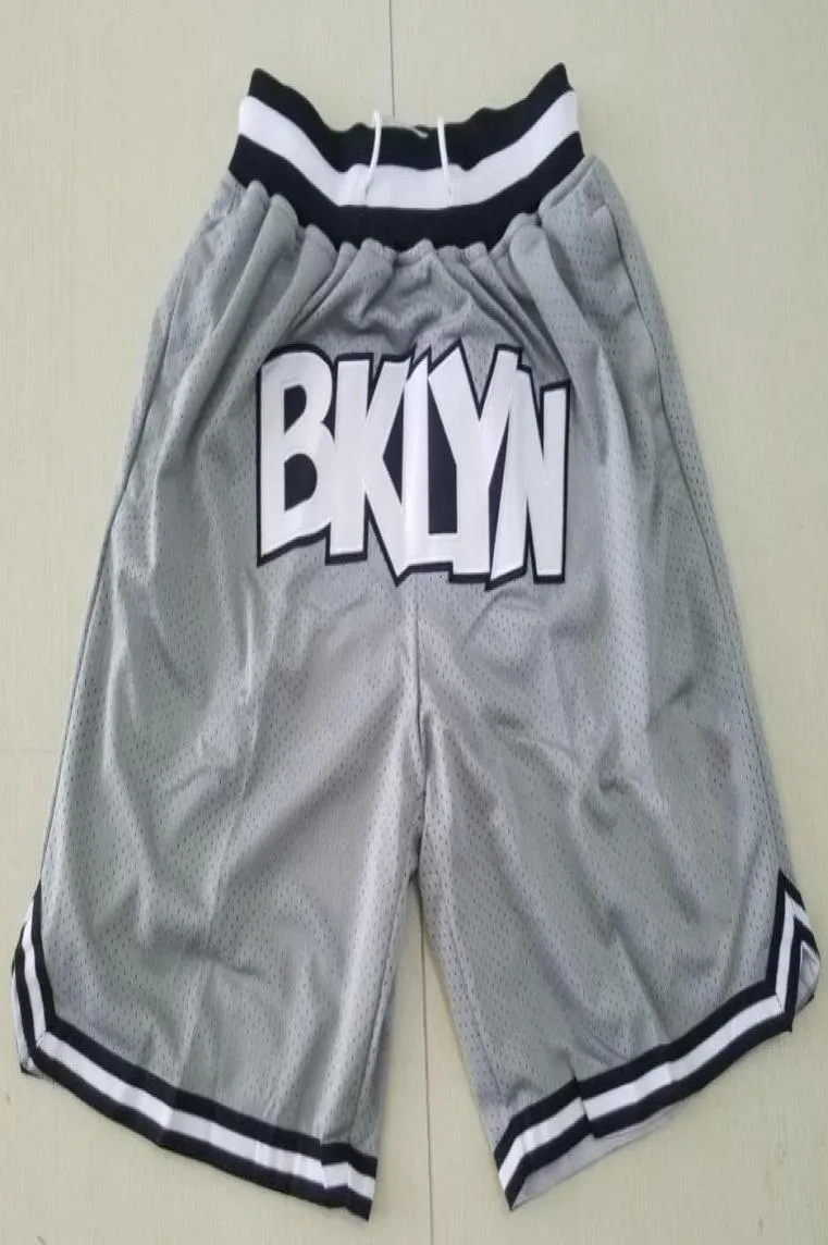 Szorty drużynowe Bklyn Vintage Basketball Zippel Pocket Ubrania biegowe Białe czarne szarość