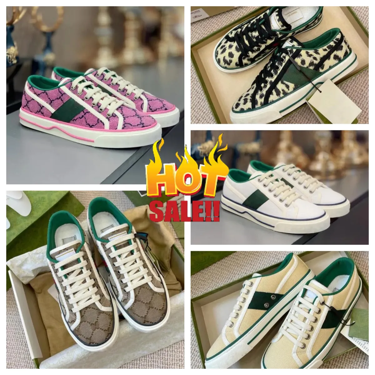 Tennis 1977 Canvas Casual Shoes Designer Women Shoe Italy Green and Red White Web Stripe Rubber Sole For Stretch Cotton Low Platform Top Men Sneaker