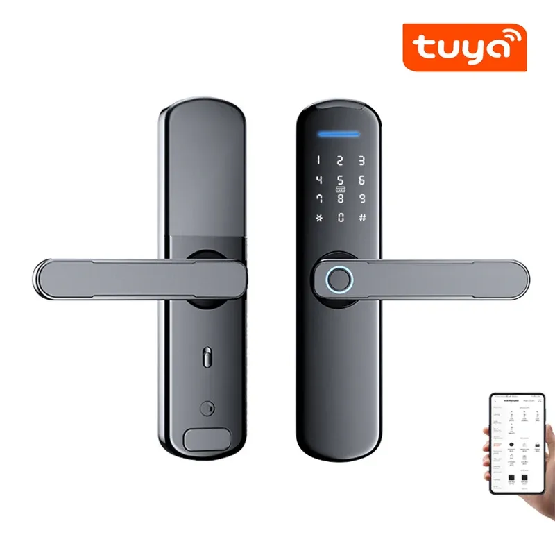 Lås Tuya -appen WiFi Remote Control Intelligent FingerPrint Lock Support Lösenordskod IC -kortnyckel