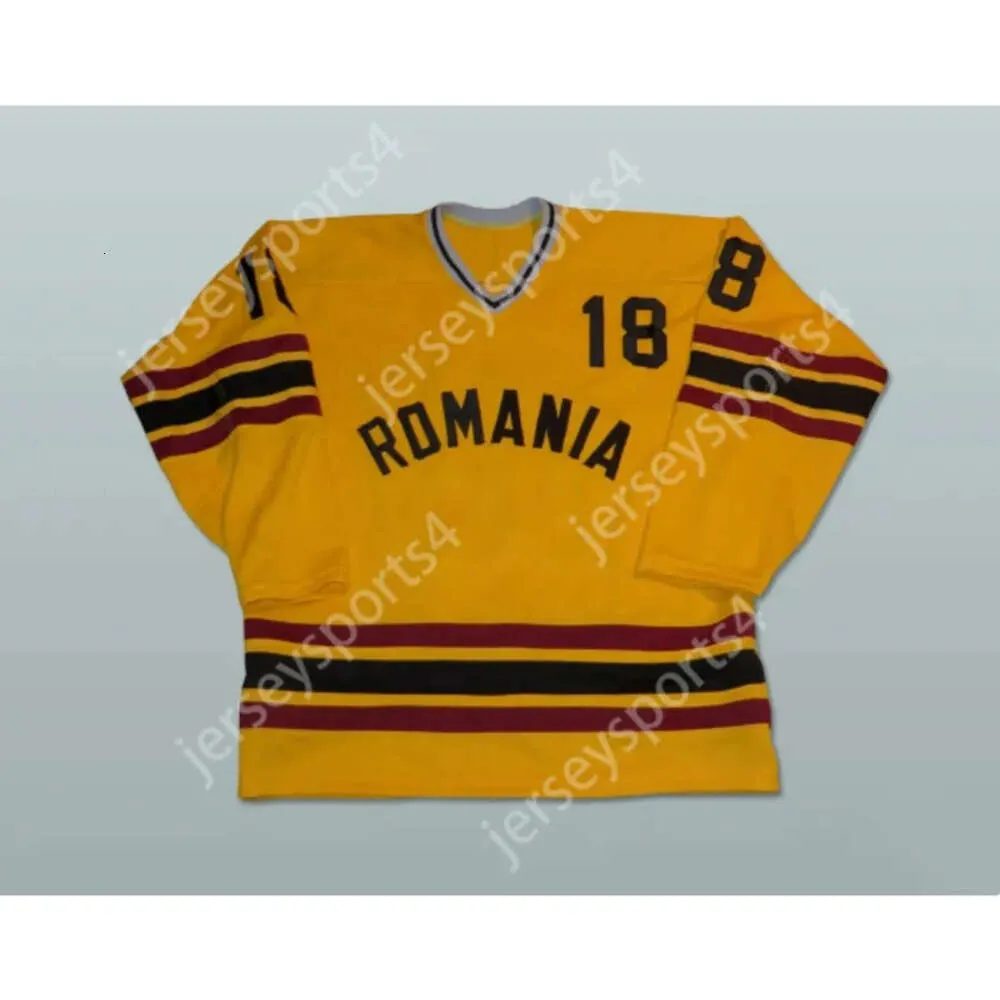 GDSIR Custom Tran Cazacu Rumänien 18 Hockey Jersey någon spelare eller nummer sydd Ny topp ED S-M-L-XL-XXL-3XL-4XL-5XL-6XL