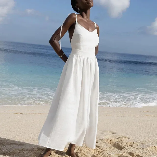 white christmas dresses Classic Beach Long Sleevess Backless Lace Beach Wedding Dress Simple Summer  Casual Bridal Gowns Online – Ballbella