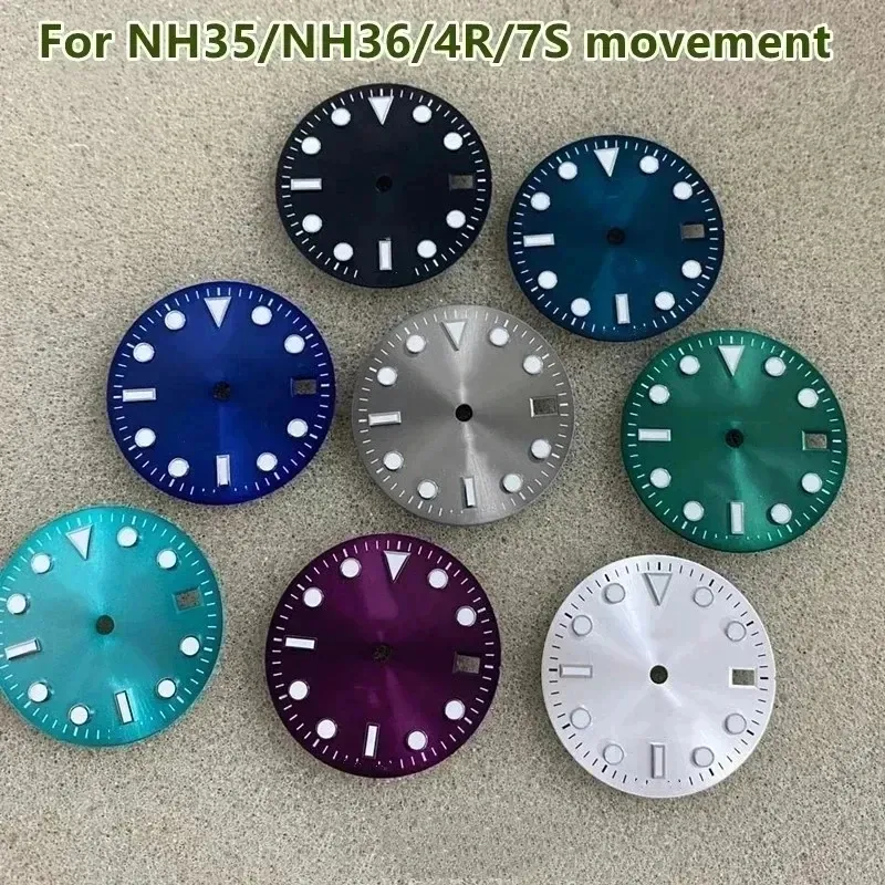 Kits 29mm Retrofit Watch Dial Green Luminous Mechanical SUB Dial for NH35/NH36/4R/7S Movement Watch Accessories Replacement Parts