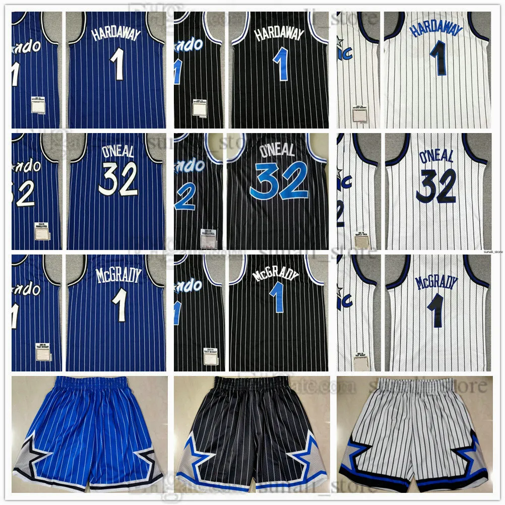 Gençlik Erkek Erkekler Basketbol Formaları Penny Hardaway 1 Shaquille 32 Tracy McGrady 1 Vintage Mesh Şort Pantolonu Tüm Dikişli Nakış