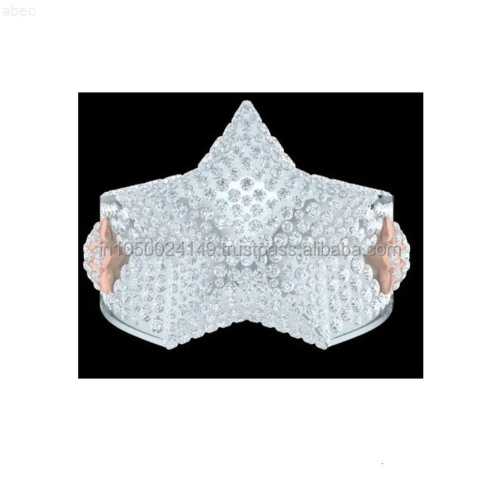 インドの輸出国ユニークなコレクションダイヤモンドヒップホップリング14ktのゴールドナチュラルダイヤモンドリングが最良の価格で利用可能