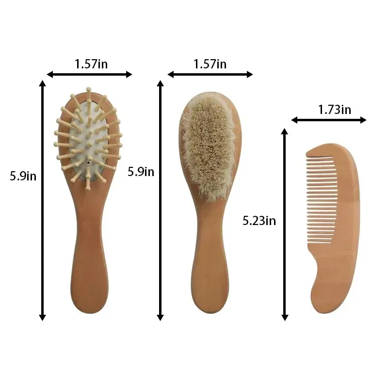 Ny babyvård Pure Natural Wool Baby Wood Brush Comb Brush Baby Hairbrush Nyfödd hårborste Spädbarnskam Huvudmassager