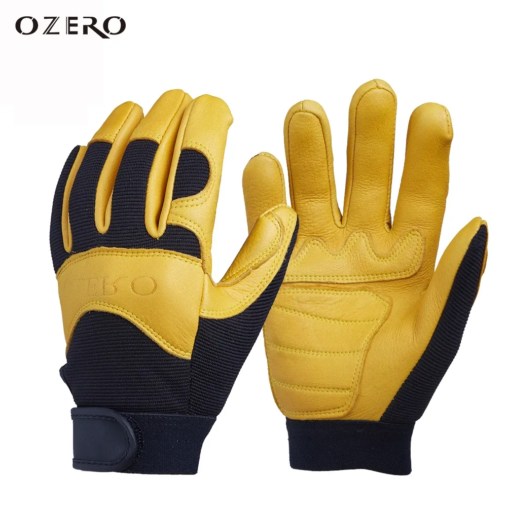 Handschuhe Ozero Herren Arbeit Handschuhe Hirschleder Lederfahrer Sicherheitsschutz Sicherheit Arbeiter Arbeiten Renn Motorrad Moto Reithandschuhe