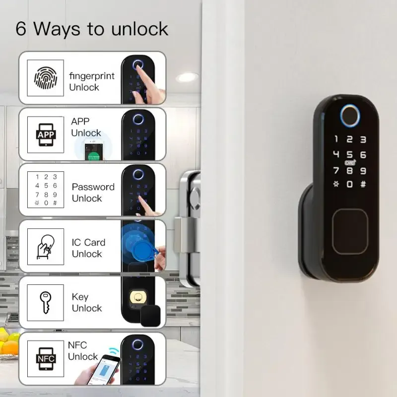 Управление R5 Smart Home Lock Пароль/смарт -карта/отпечатки пальцев и ключ для разблокировки поддержки Smart Life App