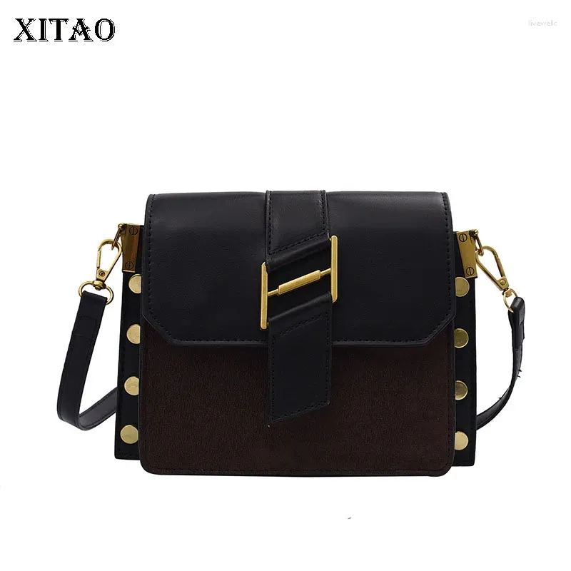 Shoulder Bags XITAO Pure Color PU Trend Metal Rivets Simple Winter 2024 Messenger Bag Buckle Minority Loose GWJ2652