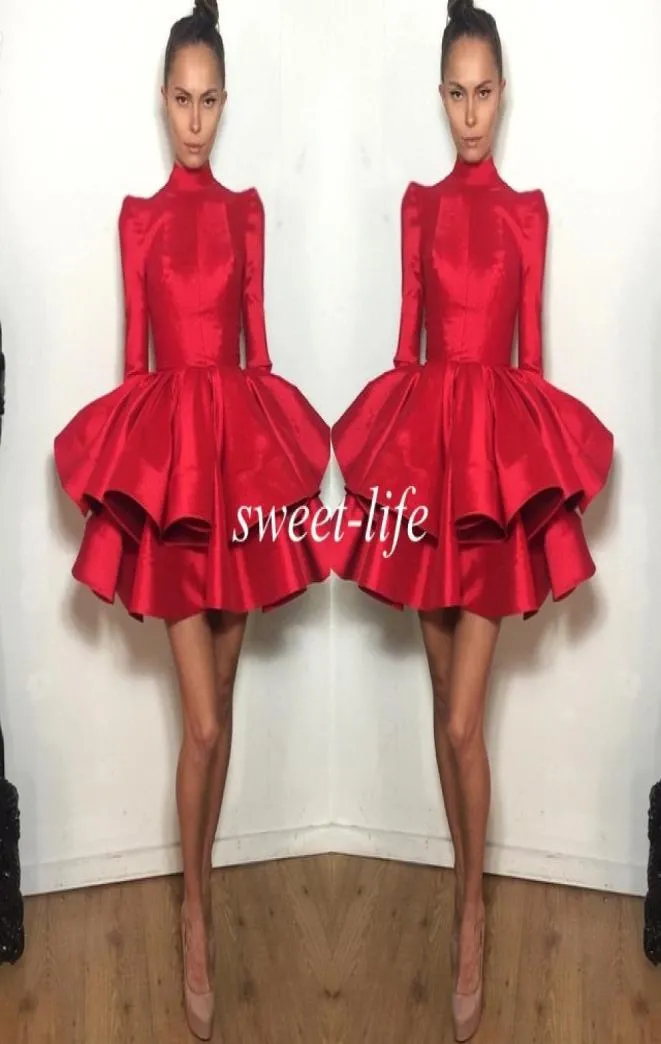 2020 Short Party Dresses Red Long Sleeve Tiered Ruffled Michael Costello Mini Prom Dress Girls Kids Homecoming Cocktail Dress9565802