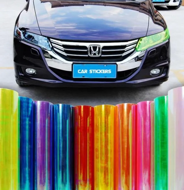 Style de voiture 13 couleurs 30x180cm Autocollant de voiture pour voitures Auto Light Lightlight protéger les autocollants de la lampe cinématographique BJ3524513