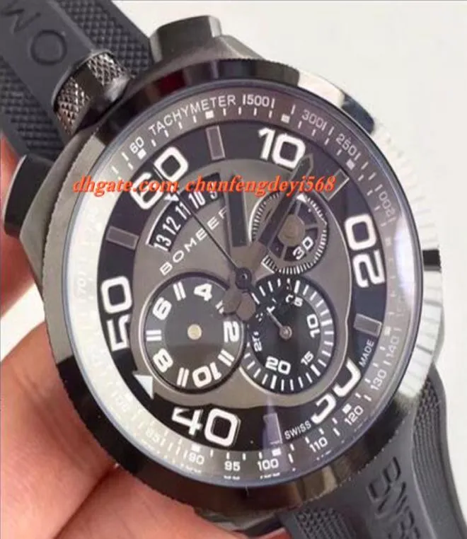 Fashion Luxury Watch Brand New Authentic Bomberg Bolt 68 Quartz Chrono Black Pvd Strap Rubber Watch 45mm Men Watches Top Quality2606394