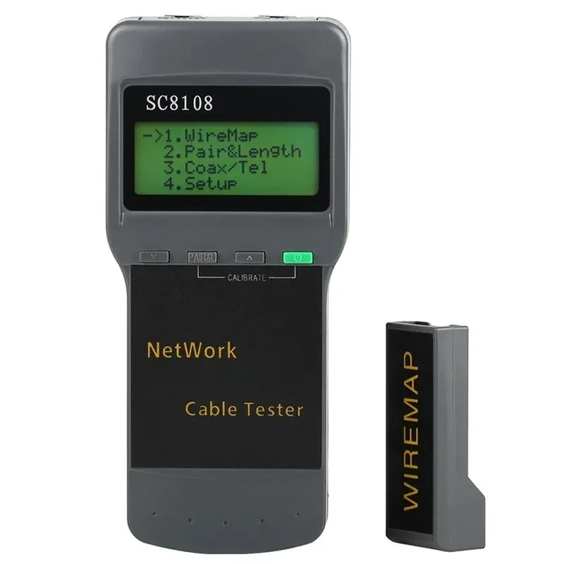 Visualizzazione LCD portatile SC8108 MeTeter di rete il test RJ45 CAT5E CAT6 UTP Cavo LAN non schermato e cavo telefonico RJ11 con misuratore