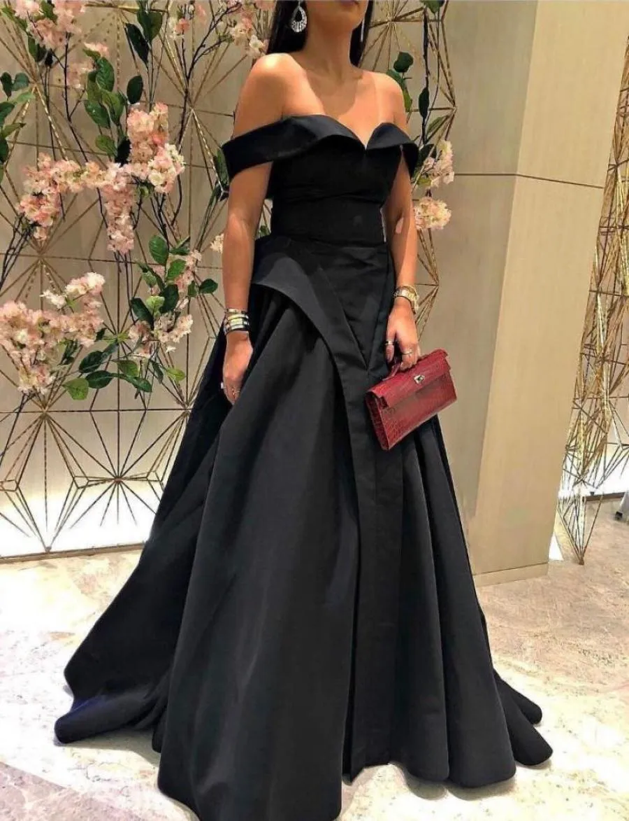 2018 ALine Prom Dresses with Off Shoulder V Neck Sleeveless Floor Length Simple Elegant Party Evening Gowns3441894