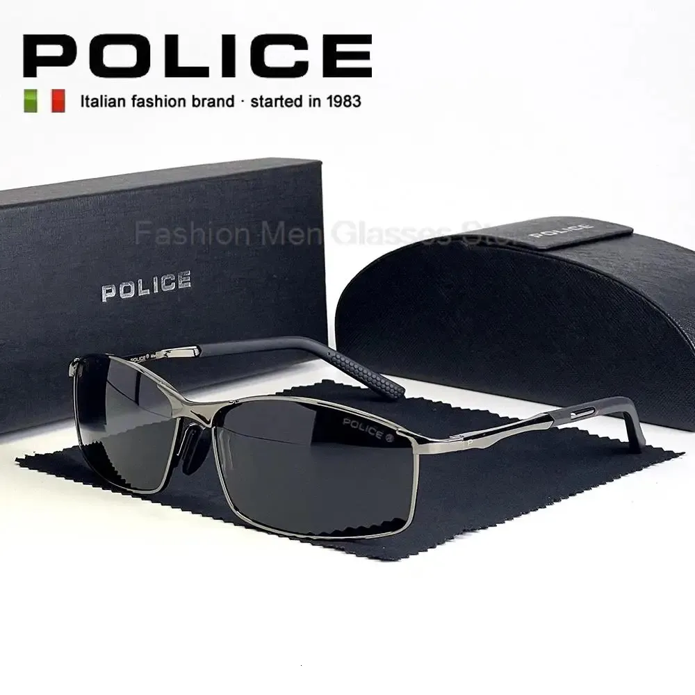 Policer Luxury Brand Solglasögon för män Estetiska Steampunk Vintage HD Polariserade Driving Mens Solglasögon 240402