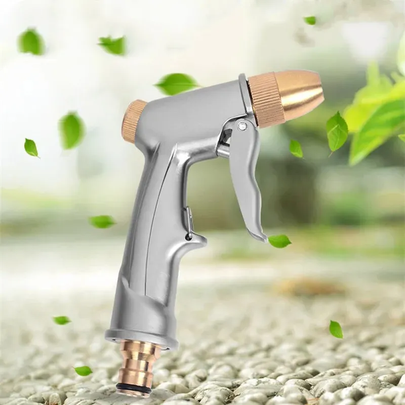 High Pressure Water Spray Gun All metal plating Garden Hose Pipe Lawn Adjustable Mode Spraying Garden Irrigation Car Wash