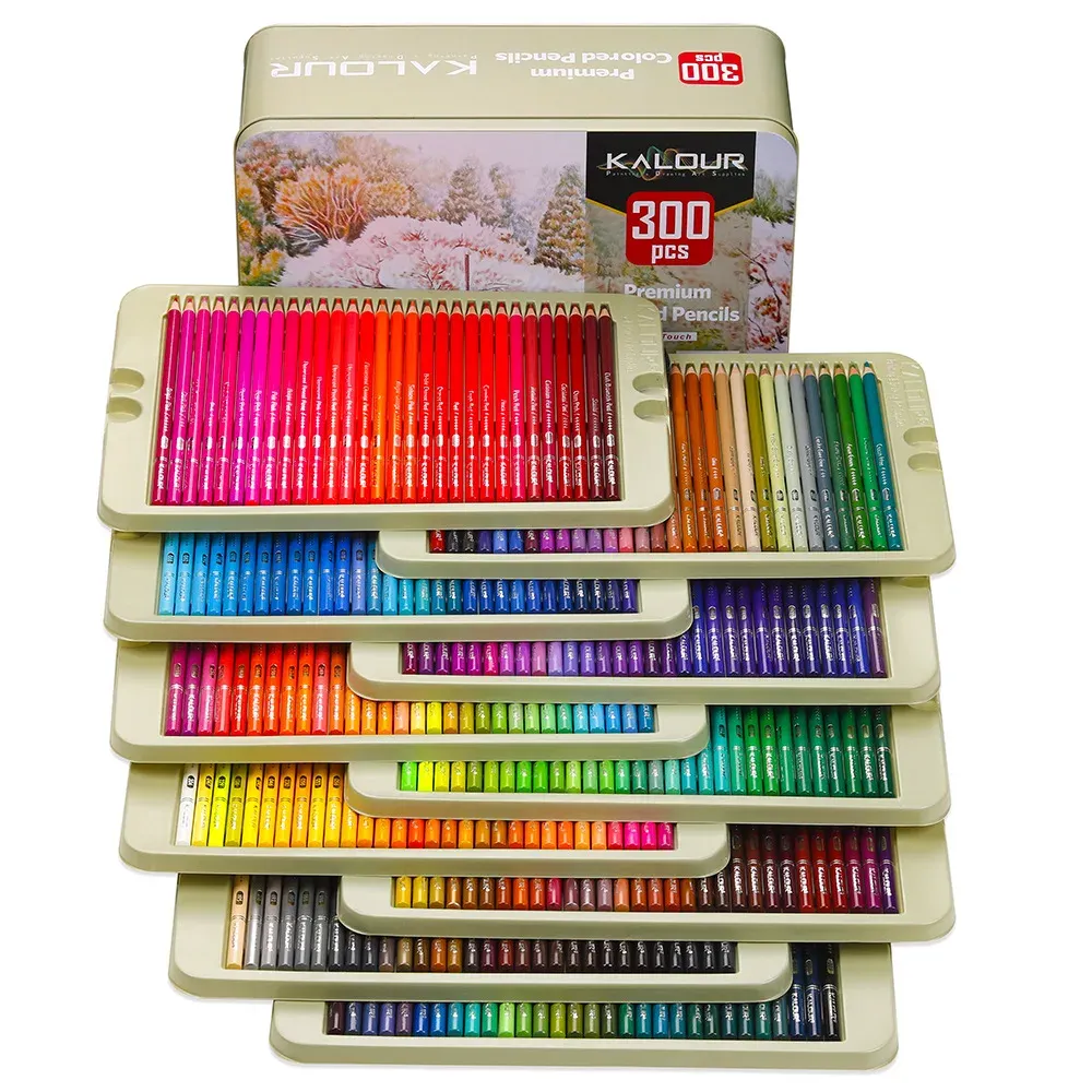 Matite kalour 50/180/300 pezzi set matite colorate schizzo color matita set di graffiti olio color gamone regalo box art school offerte