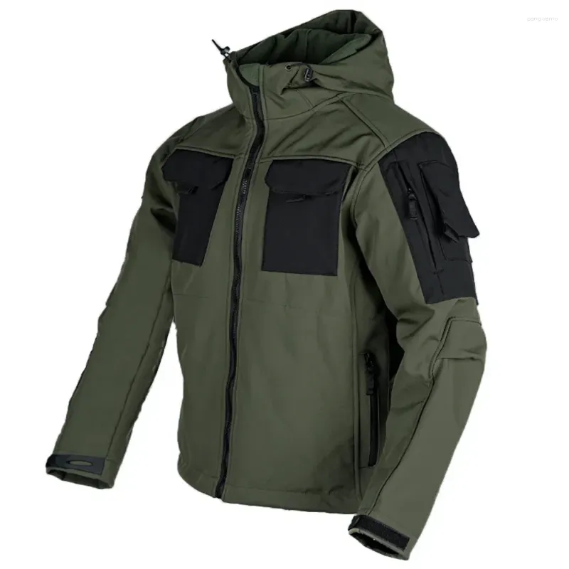 Vestes pour hommes Hiver Tactical Softshell Mens Veste en toison imperméable Travail à vent en manteaux noirs Hunt Randonnée Camping Windbreaker Vêtements