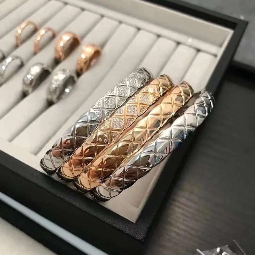 Xiangjia High Smal Wide Edition Coco Lingge Diamondless Set Diamond CNC Precision Rose Gold Bracelet