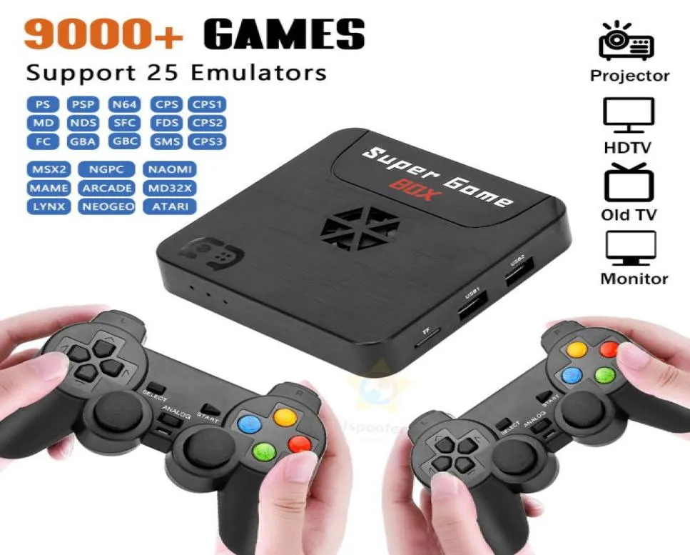 X5 Console de videogame portátil Retro Super Wi -Fi TV Game Box com 9000 jogos para PSPSPN64 Suporte 3D HD Av Output1871593