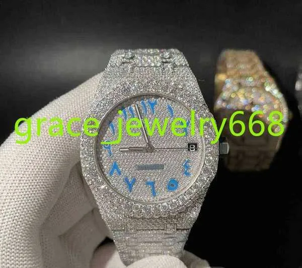 Arabic Dial Replica Ap Iced Out Iced Out Moissanite Watch Arabic