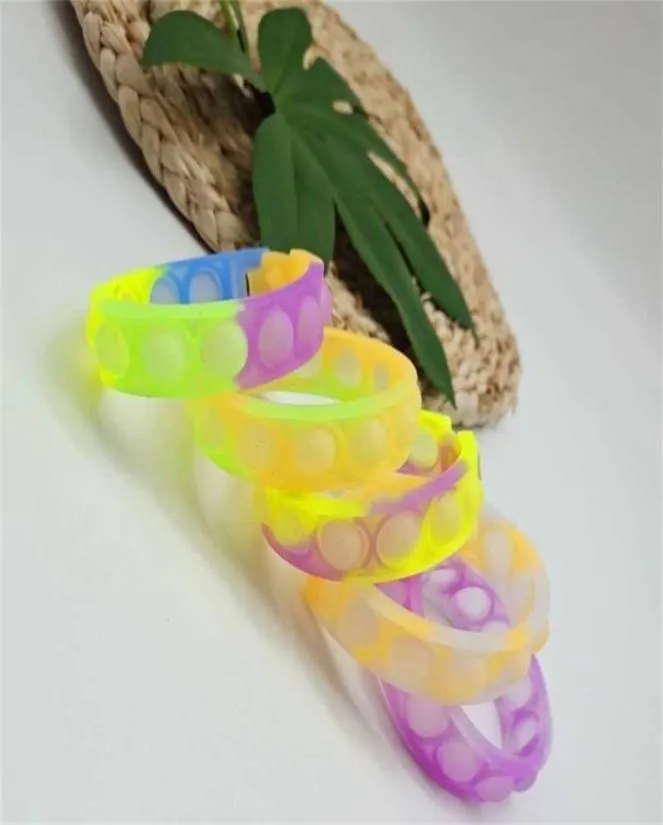 Silicone Bangle Kids DIY Camouflage Change Color Push Bubble Silicone Bracelets Finger Toys Bracelet Puzzle P7917122