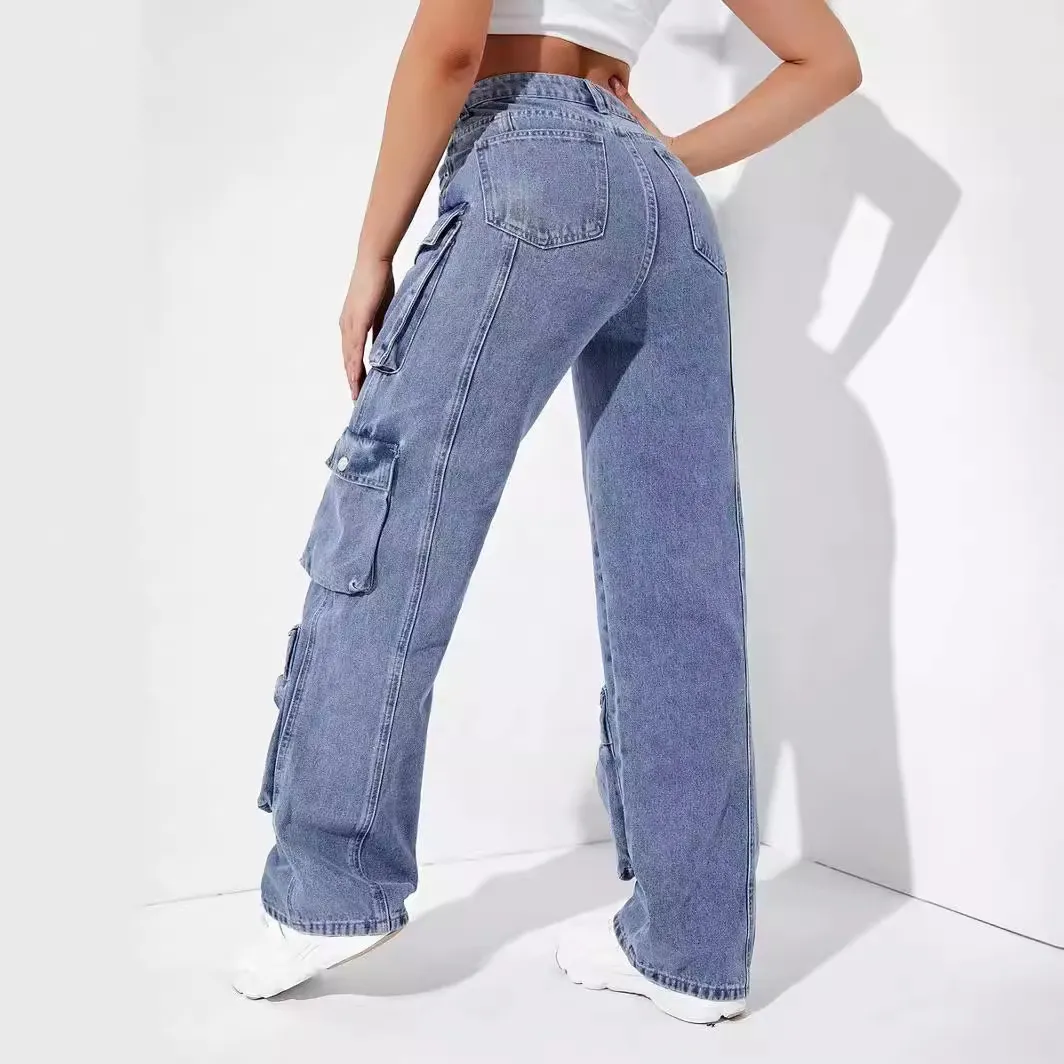 Baggy Jeans Women Womens High Waisted Cargo Jeans Stretchy