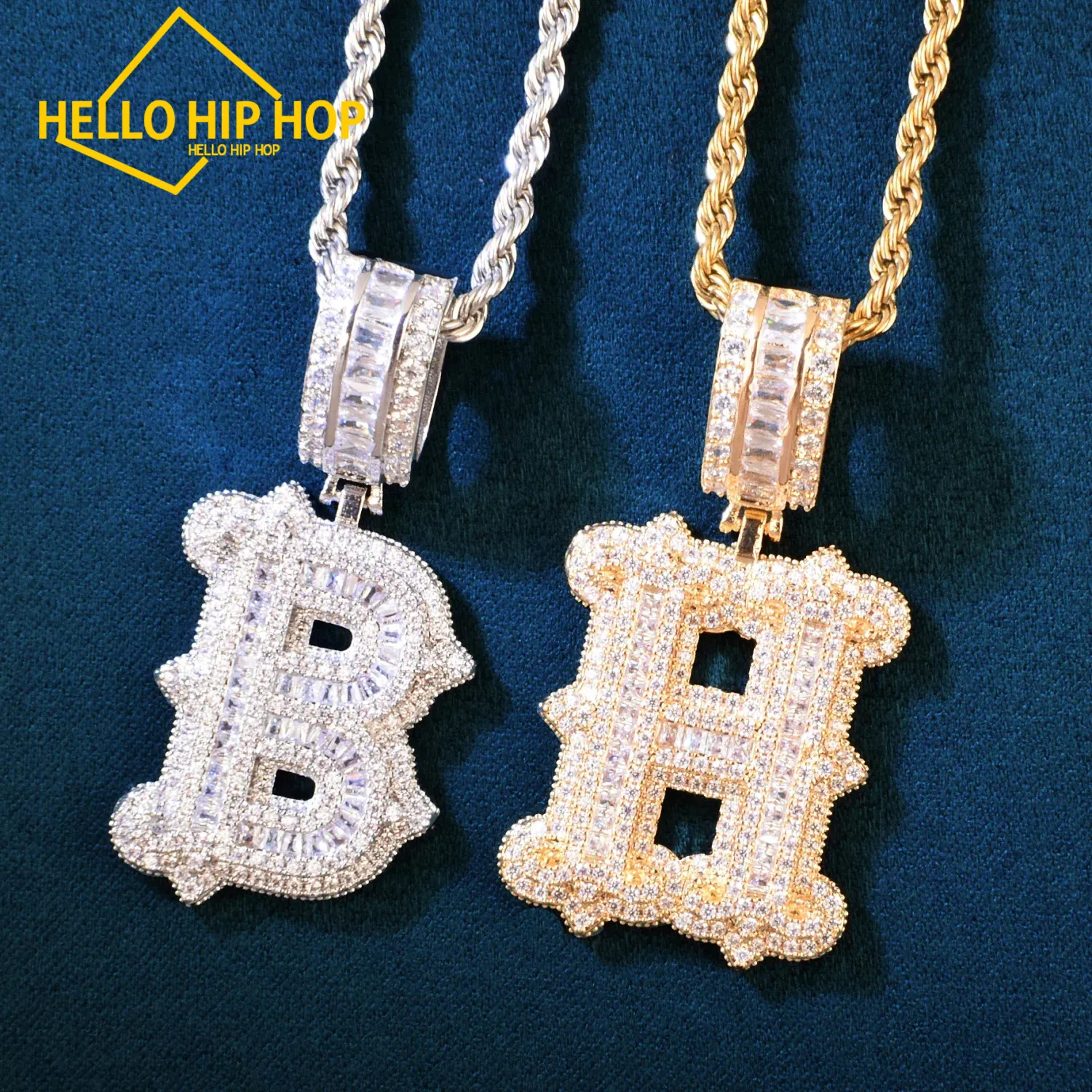 Hallo Hip-Hop-Initialen Einfach Kursivbrief Anhänger Halskette für Männer Frauen Gold Farbe Hip Hop Kette Mode Rock Schmuck Geschenk A-Z.