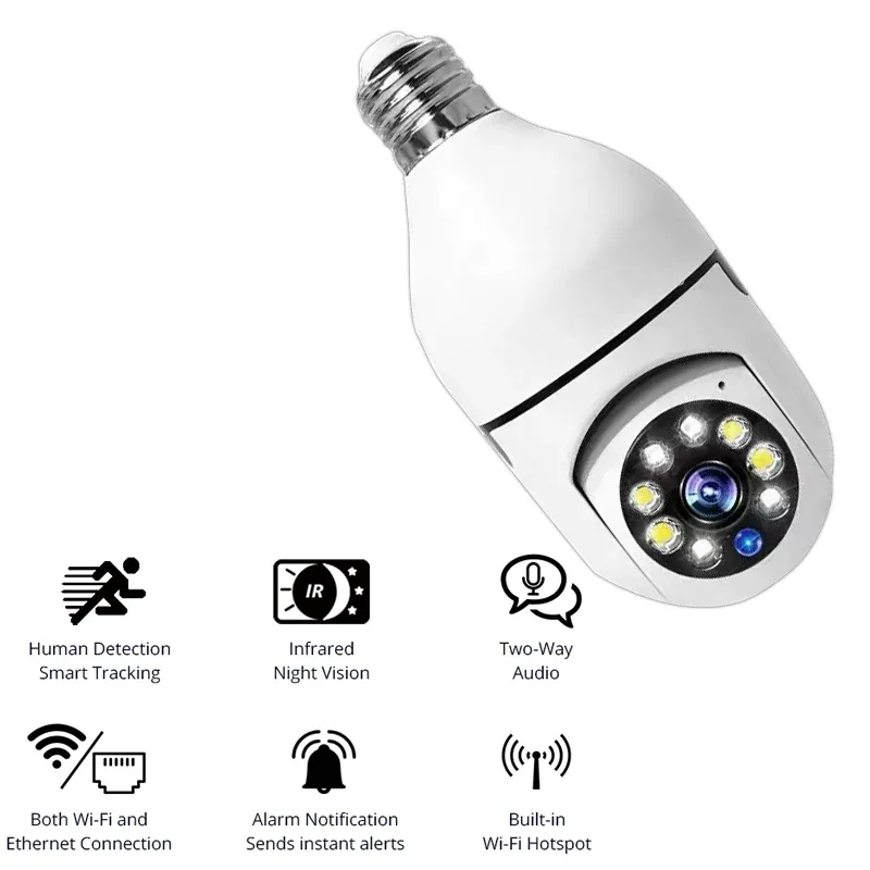 Lezers 360 graden Camara Bulb Panoramic Night Vision Two Way Audio Home Security Video Surveillance Fisheye Lamp WiFi IP Camera