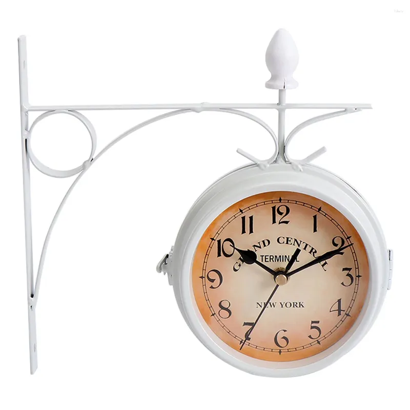 Wandklokken dubbelzijdige klok digitale decor dubbelzijdig ijzer kroonluchter licht ornament decoratief vintage horloge