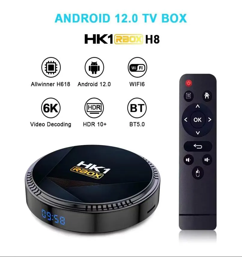 128GB HK1 RBOX H8 Android 12 TV Box Allwinner H618 16GB 32GB 64GB WiFi6 BT50 H265 4K HDR Media Player HK1RBox9407989