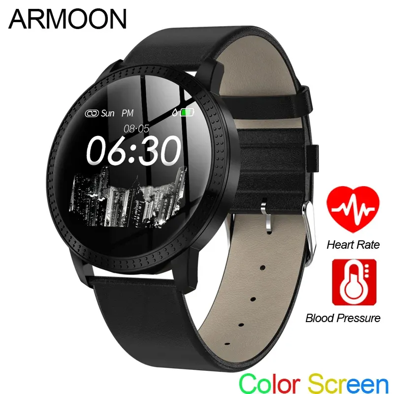 Watches Smart Watch CF18 Heart Rise Men Women Armband Sleep Blood Pressness Tracker Android iOS Color Call Message Sport Band