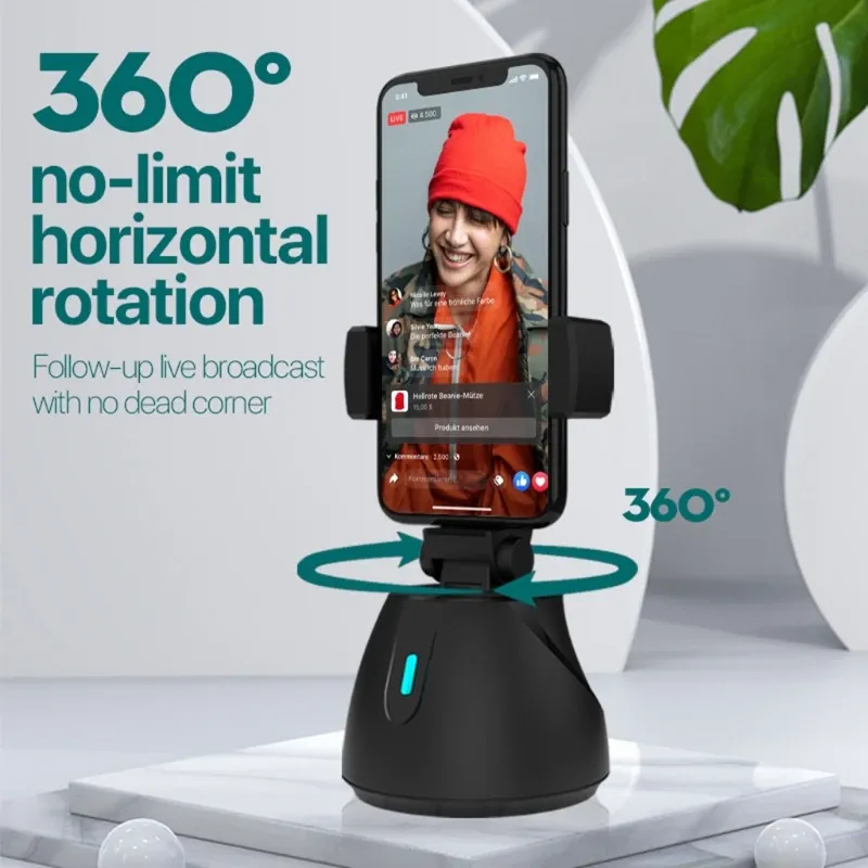 Моноподы Smart Face Tranking Selfie Stick штатив Allinone Object Holder Holder Camera Camerable 360 ° вращение для видеозаписи Vlog Live