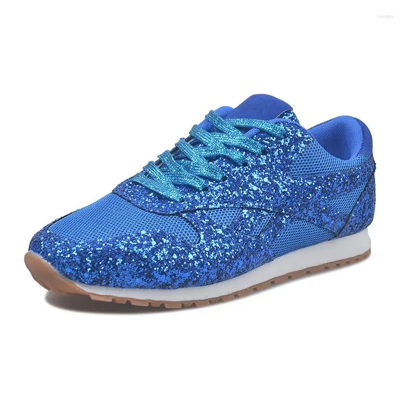 Chaussures décontractées Sneakers à lacets à paillettes pour femmes Couple sauvage de style coréen