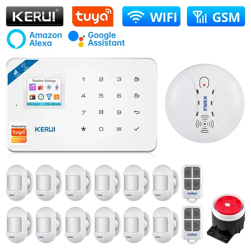 Kits KERUI W181 System alarmowy WIFI Alarm GSM zestaw domowy Tuya Smart wsparcie Alexa ruchu czujnik drzwi 120DB syreny