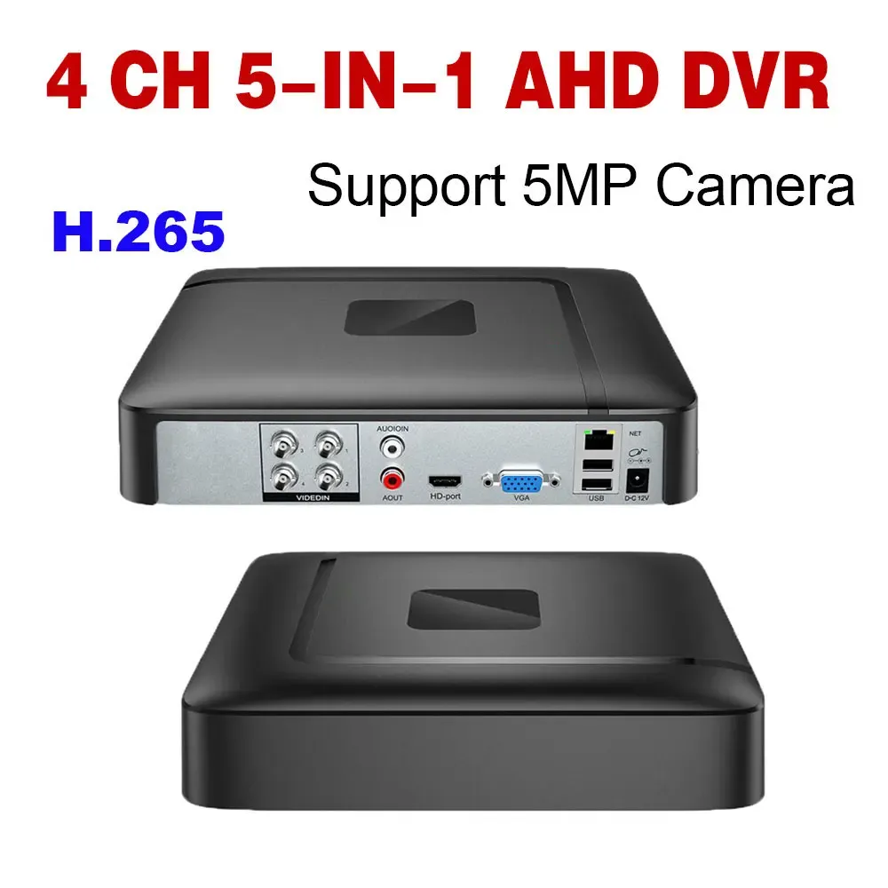Recorder 4CH 5MP H.265 Mini DVR TVI CVI AHD Cyfrowy Rejestrator Wideo HD AHD 5 W 1 DVR NVR -System CCTV WSPARCIE 5MP / 2MP AHD / IPC Kamera