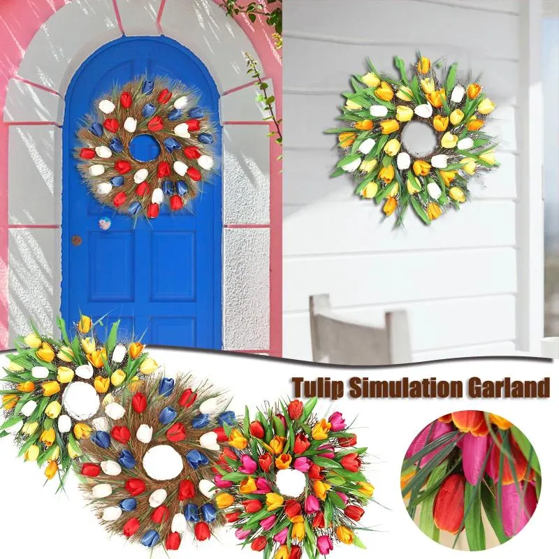 Dekorative Blumen Girlande Europäischer Stil Simulation Blumenkranz Ornamente Rattan Home Decor Simulierte Tulpe Künstlich