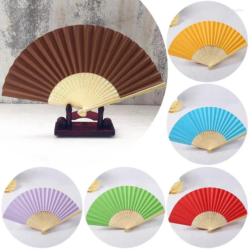 Figuras decorativas Fan de papel plegable Fan Dance Fiesta de boda Hand Hand Solid Color Regalo Decoración del hogar Ornamento