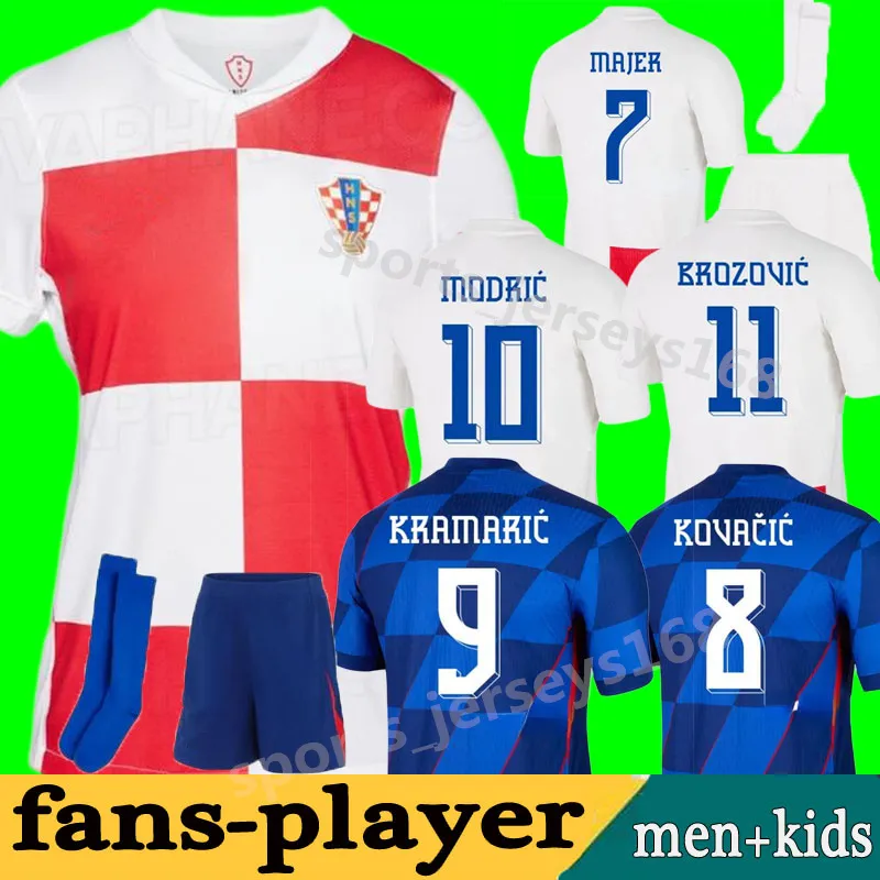 2024 유로 컵 모드 축구 유니폼 크로아티아 대표팀 24 25 Brekalo Perisic Football Shirt Brozovic Kramaric Rebic Livakovic Home Away 남성 키트 유니폼