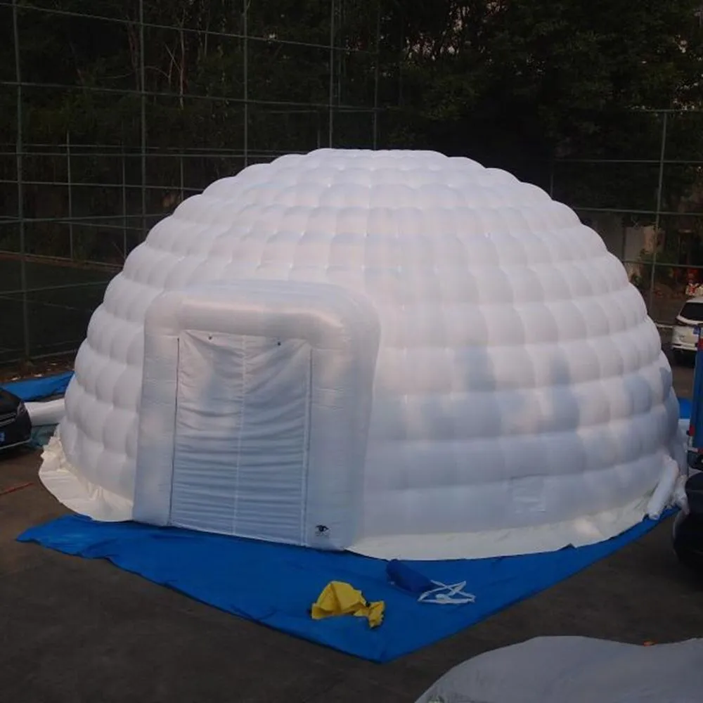 10m dia (33ft) Popular oxford cloth white inflatable igloo dome tent with blower for service equipment