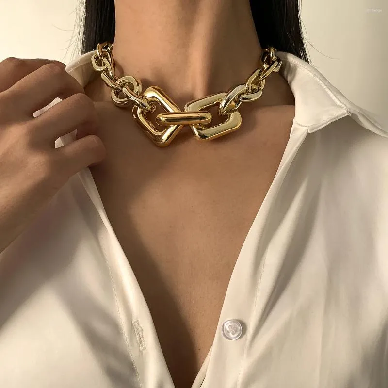 Choker Lacteo Fashion Gold Color Multi skiktade tjocka kedjehalsband för kvinnor män punk chunky ccb halsband smycken krage